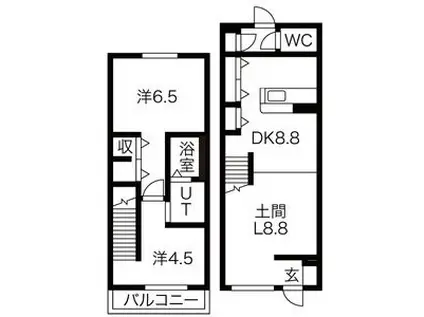 ブロードII(2LDK/1階)の間取り写真