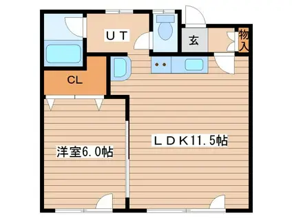 ダイアナエコ(1LDK/2階)の間取り写真