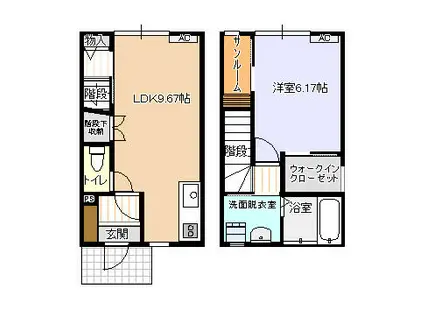 ビオラ野村B棟(1LDK/1階)の間取り写真