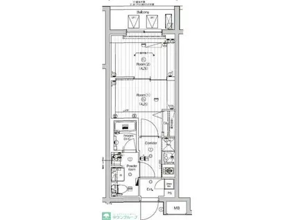 PREMIUMCUBE東高円寺DEUX(2K/3階)の間取り写真