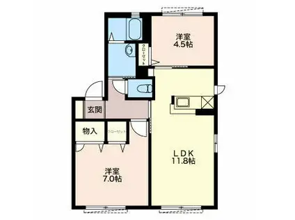 SUNMALL B(2LDK/1階)の間取り写真