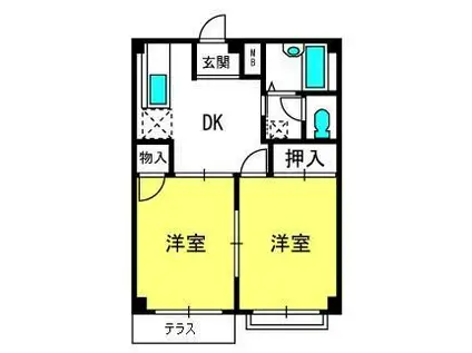 エトワールハイツ(2DK/2階)の間取り写真