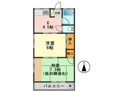 第一石井ハイツ(2K/2階)の間取り写真