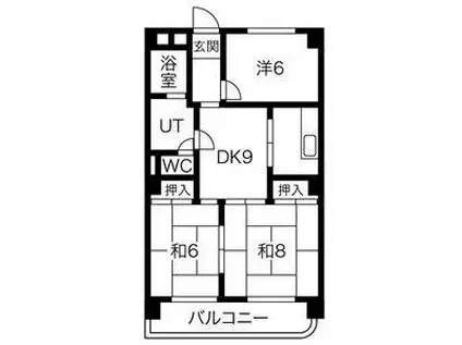 ロイヤルマンション丁田(3DK/2階)の間取り写真