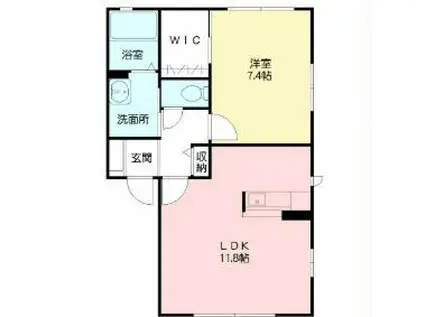 ヴェール/オランジュ(1LDK/1階)の間取り写真