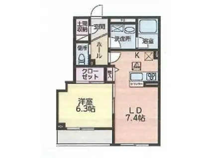 ノイ コンフォート(1LDK/1階)の間取り写真