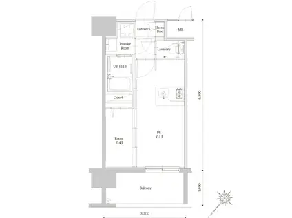 エンクレスト天神LINK(1DK/6階)の間取り写真