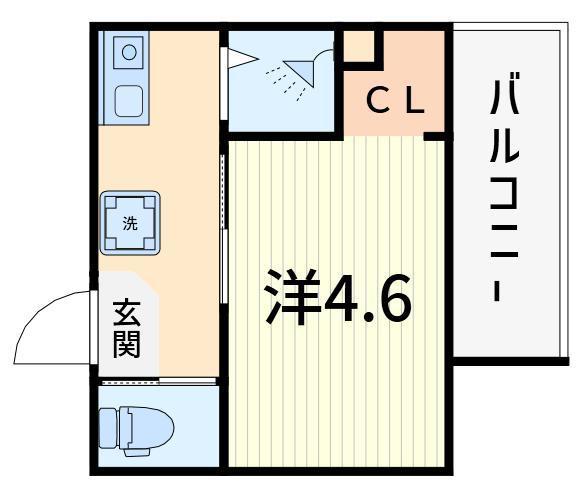MELLAS京成小岩II(1K/2階)の間取り写真