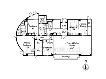 フルレゾン南麻布(3LDK/2階)の間取り写真