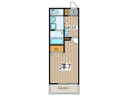 フォルトゥーナ大宮公園(1K/2階)の間取り写真