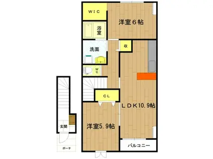 アイビーデール コートC(2LDK/2階)の間取り写真