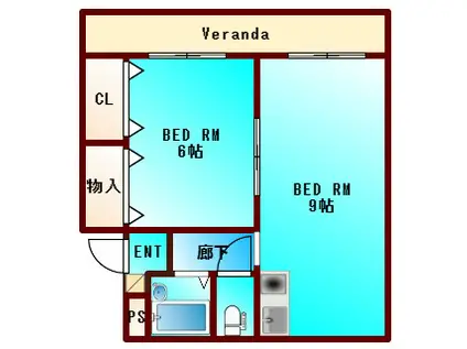 ロックバレー庄町(1LDK/1階)の間取り写真