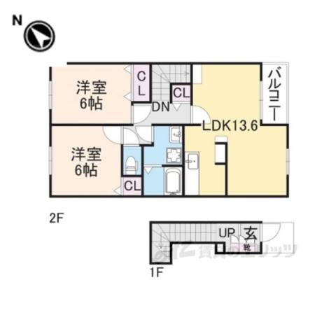 ピュアファウンテンヴィラ2(2LDK/2階)の間取り写真