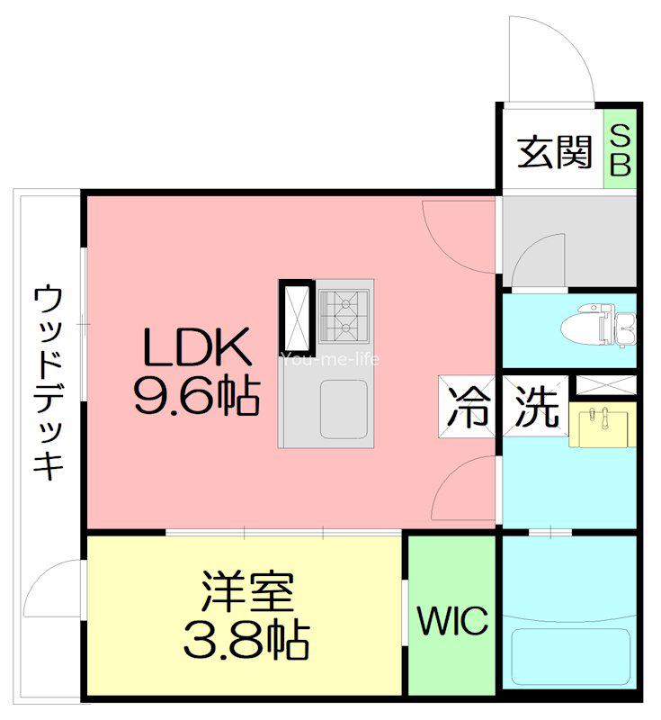 FLEURS DE CERISIER(1LDK/1階)の間取り写真