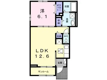 フォレスト本町(1LDK/1階)の間取り写真