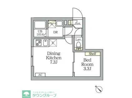 AGLAIA 新宿横寺町(1DK/2階)の間取り写真