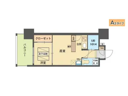 エステート・モア 平尾堀川(1LDK/9階)の間取り写真