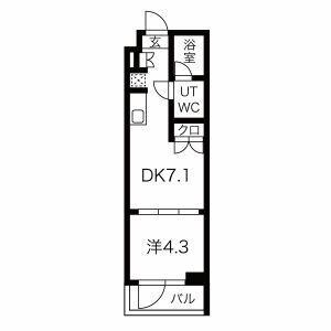 マテリア洗足池(1DK/1階)の間取り写真