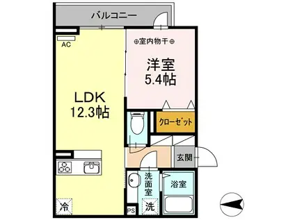 ファミユ B(1LDK/2階)の間取り写真