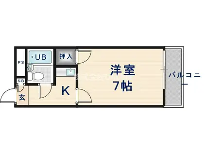 ハーモニーハイツ花園(1K/1階)の間取り写真