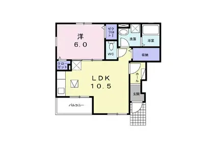 エタンリジエールII A棟(1LDK/1階)の間取り写真
