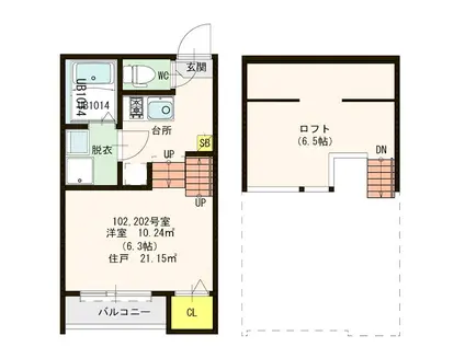メゾンルシル(1K/2階)の間取り写真