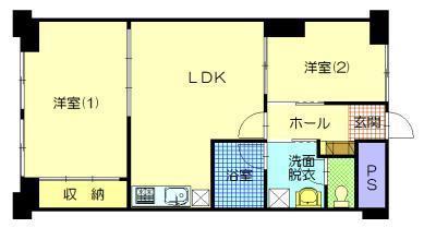 日興ロイヤルマンション(2LDK/6階)の間取り写真