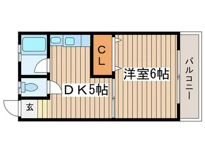 ローズマンション(1DK/3階)の間取り写真