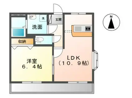 トリュイートIII(1LDK/2階)の間取り写真