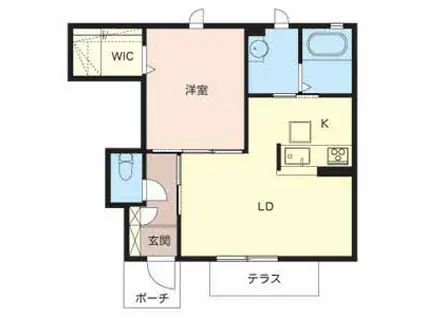 シャーメゾン稲田本町A(1DK/1階)の間取り写真