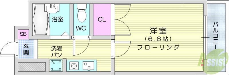 ロイヤルヒルズ柳生Ⅲ(1K/3階)の間取り写真