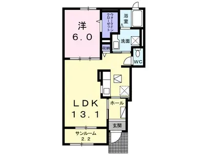 セレーノII C(1LDK/1階)の間取り写真