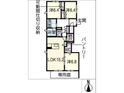 青柳離宮(3LDK/1階)の間取り写真