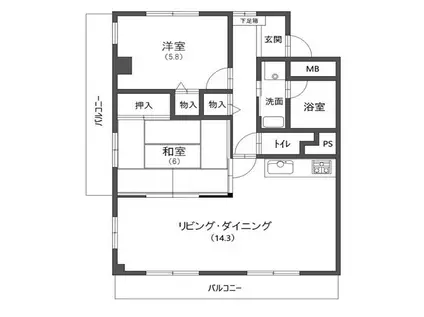 フォーラムノリタケ2(2LDK/3階)の間取り写真
