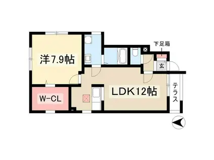 デュオ・マキワ(1LDK/1階)の間取り写真