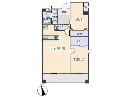 カーサビアンカ東岡崎(1SLDK/12階)の間取り写真