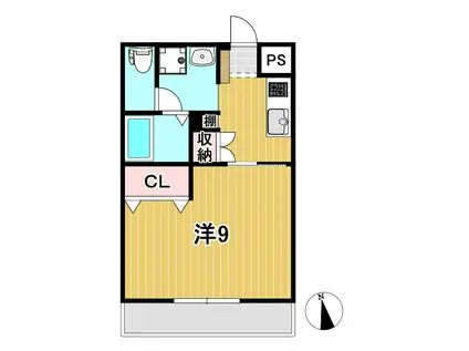 サンロイヤル(1K/2階)の間取り写真