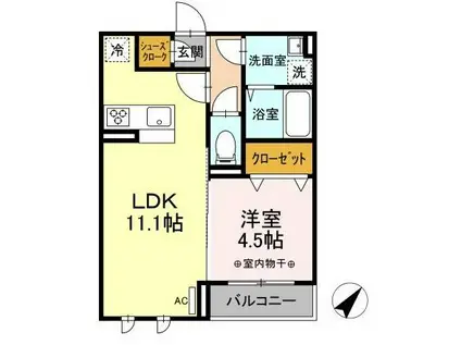 D-ROOM泉崎1丁目(1LDK/2階)の間取り写真