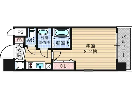 スワンズシティ南堀江ブルーム(1K/6階)の間取り写真