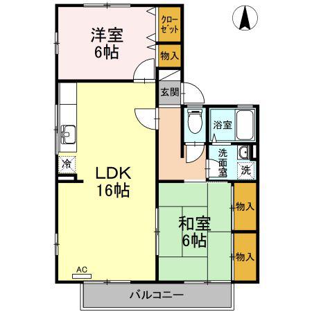 セジュール西田(2LDK/2階)の間取り写真