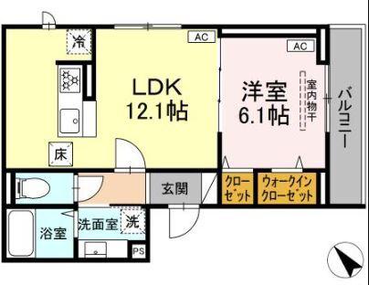 D PAINA 登戸II(1LDK/2階)の間取り写真
