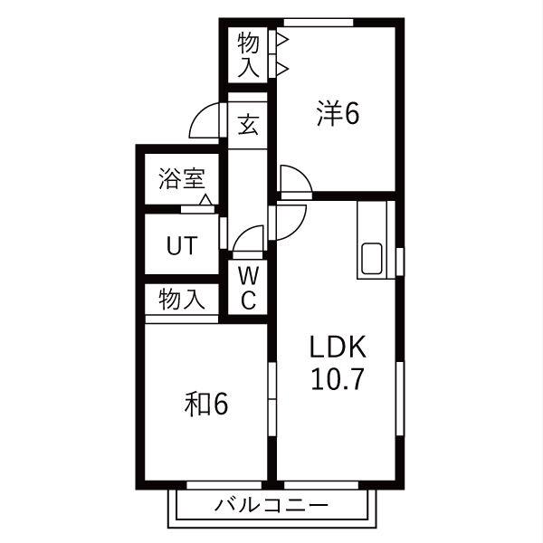 サン・ヒルズ A棟(2LDK/2階)の間取り写真