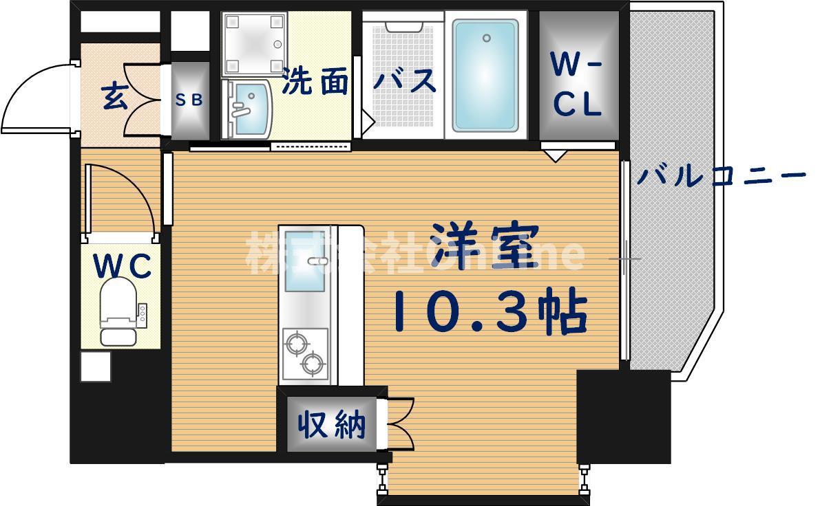 OAK弥栄 夕陽ヶ丘(ワンルーム/10階)の間取り写真