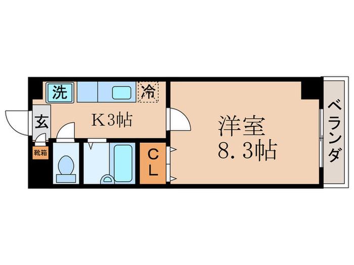 フォーシーズンズ(1K/3階)の間取り写真