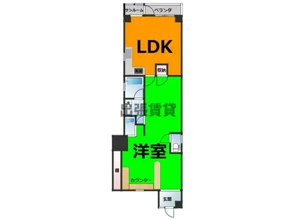 ビル琴(1LDK/3階)の間取り写真