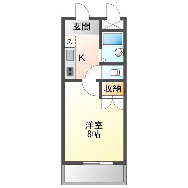 あさけハイツ(1K/1階)の間取り写真