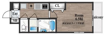 LUXE布施東2(1K/2階)の間取り写真