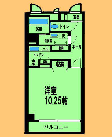 サーティーフォービル(1K/6階)の間取り写真