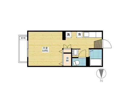 プレミール97(ワンルーム/2階)の間取り写真