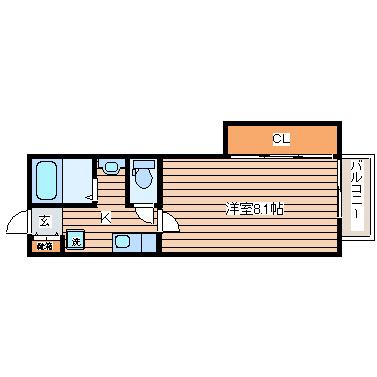 WISH五橋(1K/1階)の間取り写真